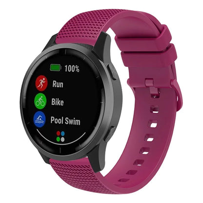 For Garmin Venu 3S / Forerunner 265S Watch Strap 18mm Plaid Pattern Silicone Band