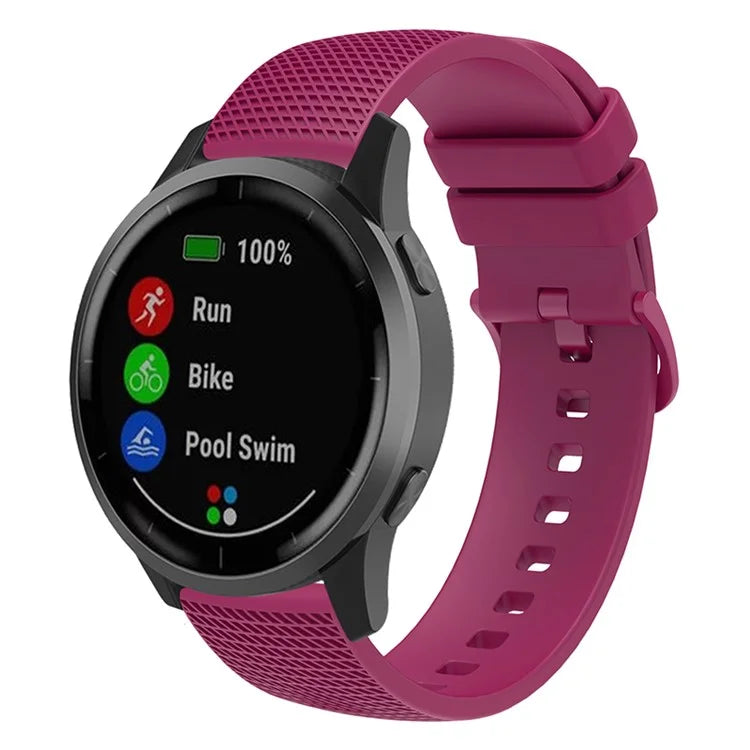 For Garmin Vivomove 3 / GarminMove 3 Silicone Watch Strap 20mm Plaid Pattern Sport Bands