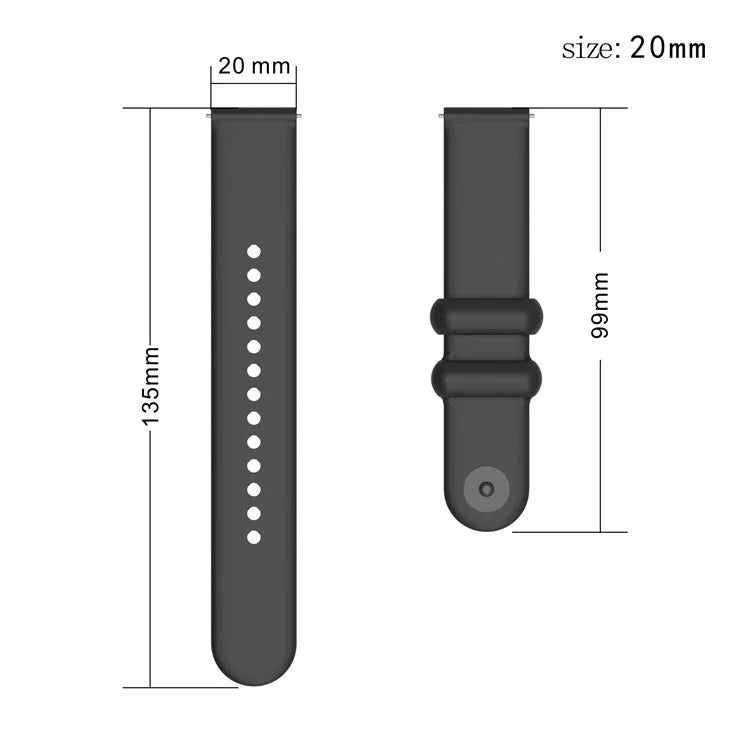 For Garmin Vivomove 3 / GarminMove 3 Silicone Strap 20mm Button Buckle Watch Band
