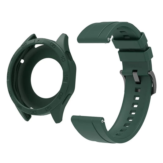 For Huawei Watch GT 4 46mm Silicone Strap Watch Band with Watch Caseish Green