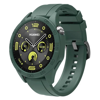 For Huawei Watch GT 4 46mm Silicone Strap Watch Band with Watch Caseish Green