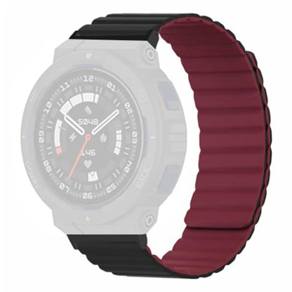 For Huami Amazfit Active Edge (A2212) Magnetic Watch Band Silicone Watch Strap+Wine Red