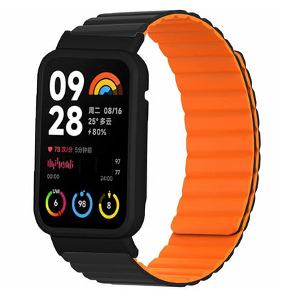 For Xiaomi Smart Band 8 Pro Silicone Watch Band Magnetic Strap with Black Watch Case