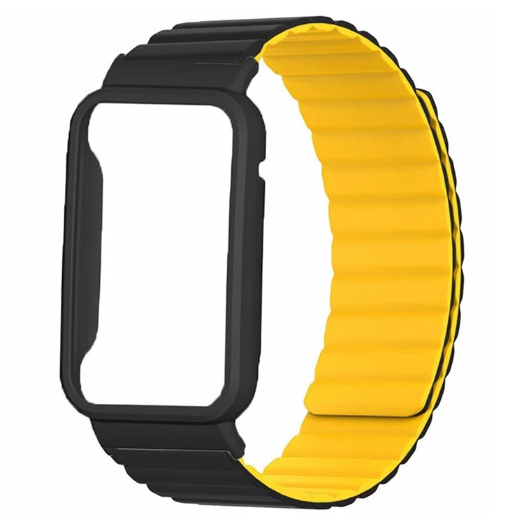 For Xiaomi Smart Band 8 Pro Silicone Watch Band Magnetic Strap with Black Watch Case