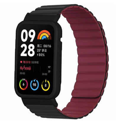 For Xiaomi Smart Band 8 Pro Silicone Watch Band Magnetic Strap with Black Watch Case