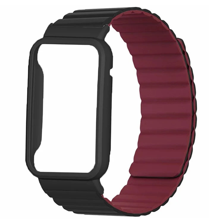 For Xiaomi Smart Band 8 Pro Silicone Watch Band Magnetic Strap with Black Watch Case