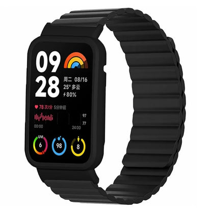 For Xiaomi Smart Band 8 Pro Silicone Watch Band Magnetic Strap with Black Watch Case