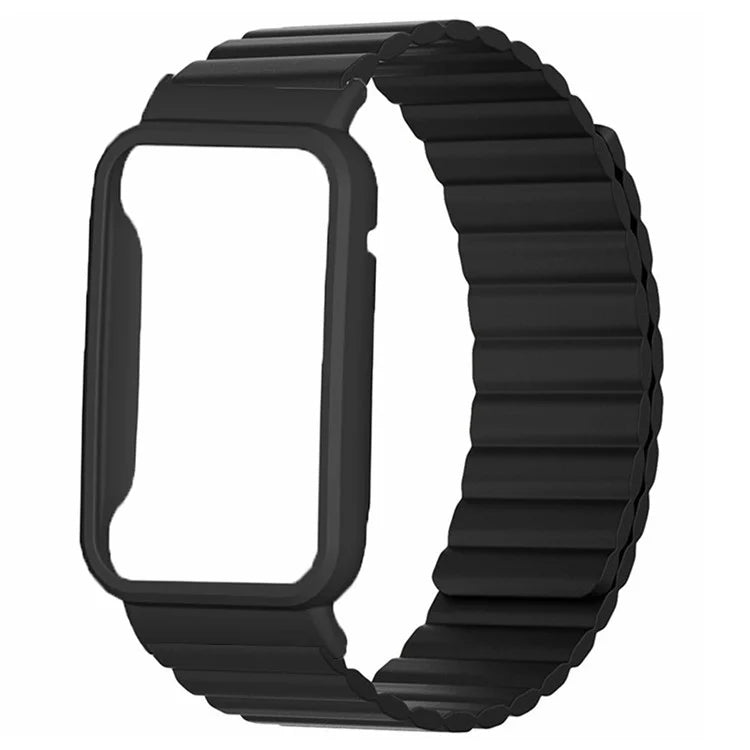 For Xiaomi Smart Band 8 Pro Silicone Watch Band Magnetic Strap with Black Watch Case