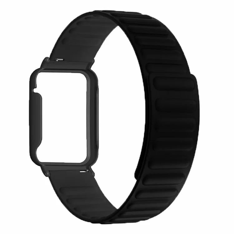 For Xiaomi Smart Band 8 Pro Silicone Watch Band Magnetic Strap with Black Watch Case