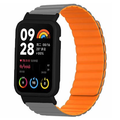 For Xiaomi Smart Band 8 Pro Silicone Watch Band Magnetic Strap with Black Watch Case