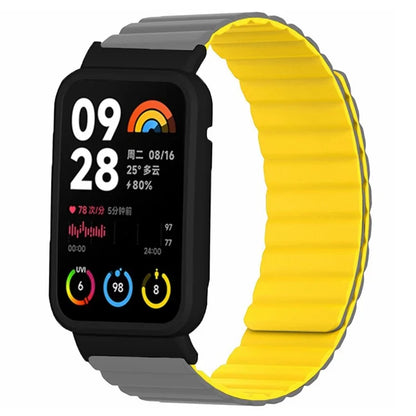 For Xiaomi Smart Band 8 Pro Silicone Watch Band Magnetic Strap with Black Watch Case