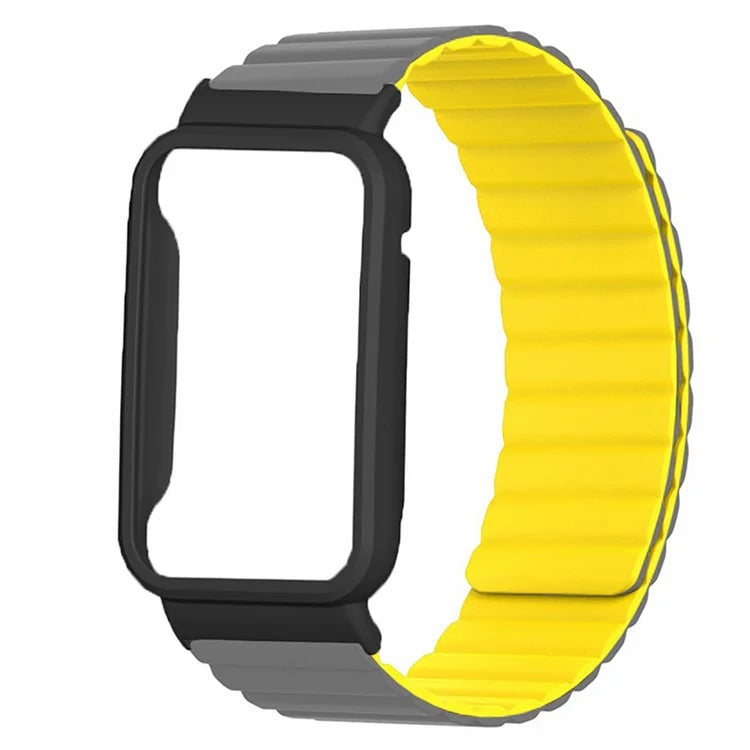 For Xiaomi Smart Band 8 Pro Silicone Watch Band Magnetic Strap with Black Watch Case