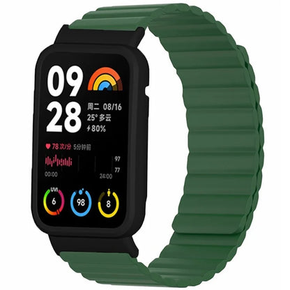 For Xiaomi Smart Band 8 Pro Silicone Watch Band Magnetic Strap with Black Watch Case