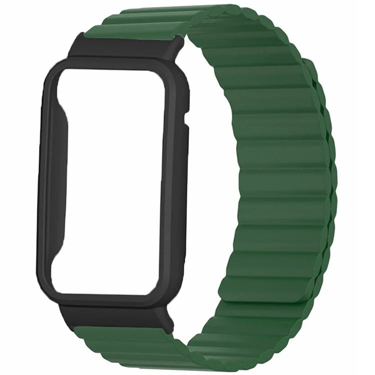 For Xiaomi Smart Band 8 Pro Silicone Watch Band Magnetic Strap with Black Watch Case