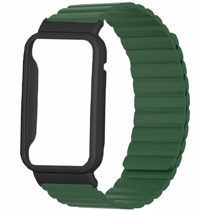 For Xiaomi Smart Band 8 Pro Silicone Watch Band Magnetic Strap with Black Watch Case