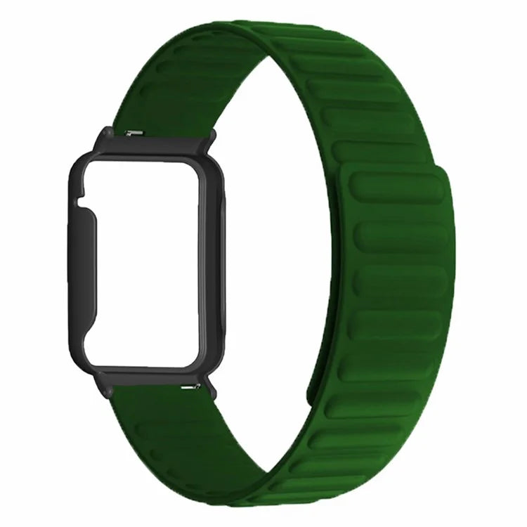 For Xiaomi Smart Band 8 Pro Silicone Watch Band Magnetic Strap with Black Watch Case