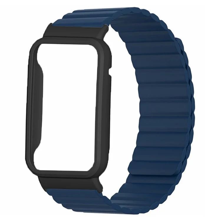 For Xiaomi Smart Band 8 Pro Silicone Watch Band Magnetic Strap with Black Watch Case