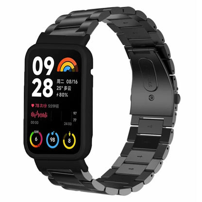 For Xiaomi Smart Band 8 Pro Watch Band Stainless Steel Watch Strap with Black Watch Case