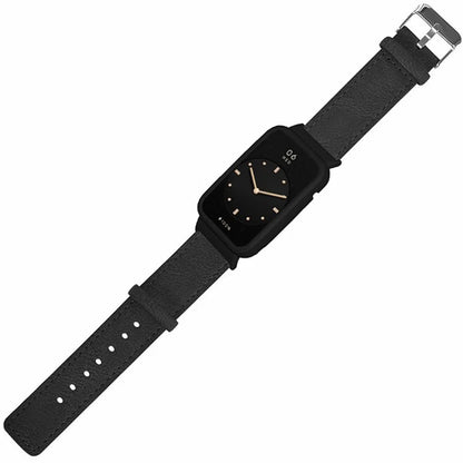 For Xiaomi Smart Band 8 Pro Leather Watch Bands Replacement Strap with Black Watch Case