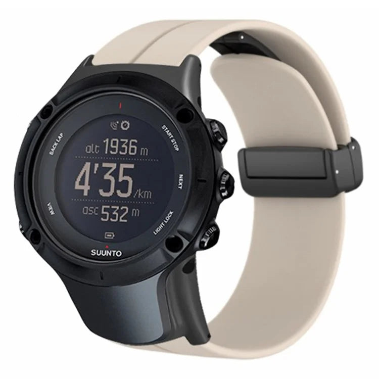 For Sunnto Ambit 3 / Ambit 3 Sport / Ambit 3 Run Watch Band Silicone Soft Strap with Magnetic Folding Clasp