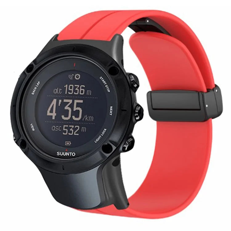 For Sunnto Ambit 3 / Ambit 3 Sport / Ambit 3 Run Watch Band Silicone Soft Strap with Magnetic Folding Clasp