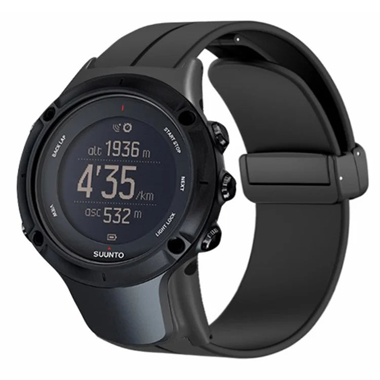For Sunnto Ambit 3 / Ambit 3 Sport / Ambit 3 Run Watch Band Silicone Soft Strap with Magnetic Folding Clasp