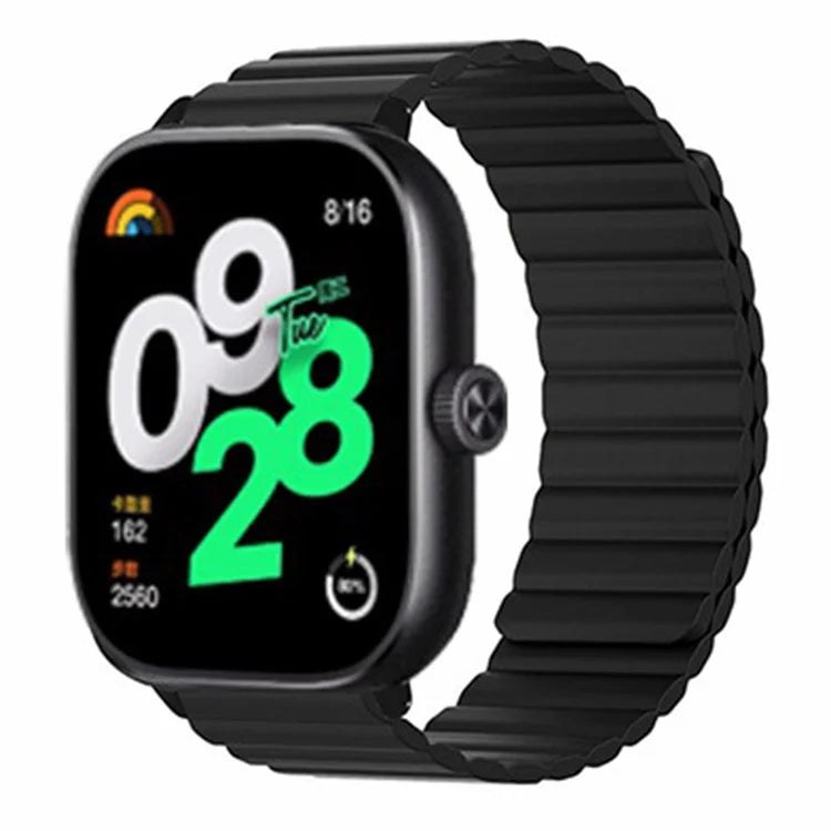 For Xiaomi Redmi Watch 4 Magnetic Silicone Watch Band Strap with Alloy Connector