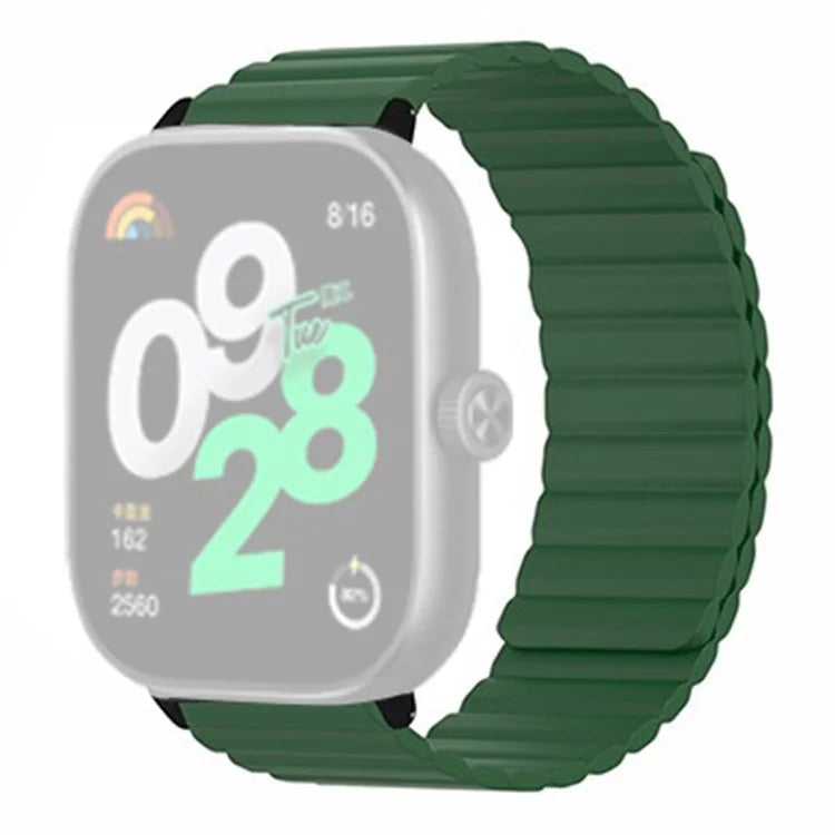 For Xiaomi Redmi Watch 4 Magnetic Silicone Watch Band Strap with Alloy Connector