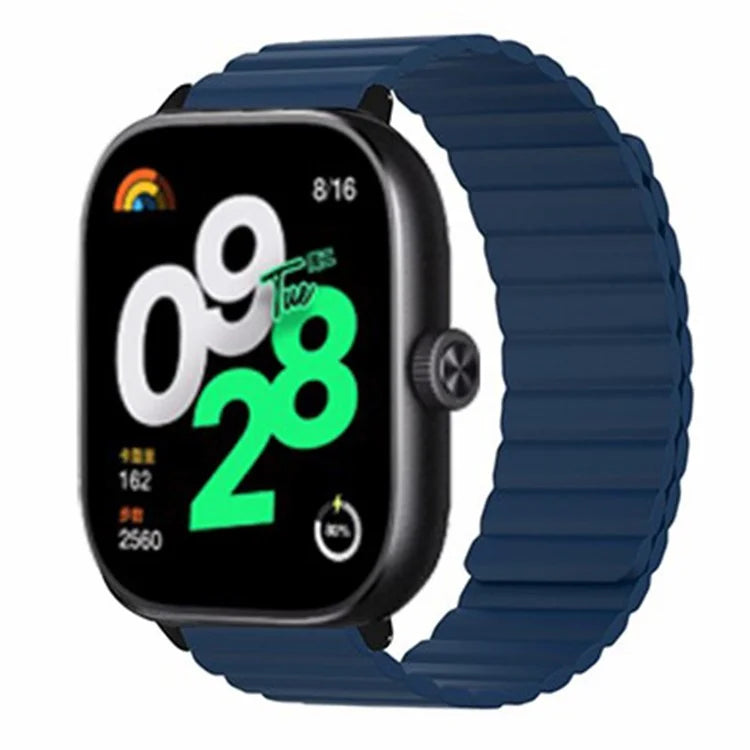 For Xiaomi Redmi Watch 4 Magnetic Silicone Watch Band Strap with Alloy Connector