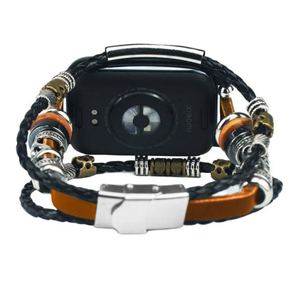 For Xiaomi Redmi Watch 4 Watch Band Ethnic Style Leather Braided Beaded DIY Bracelet