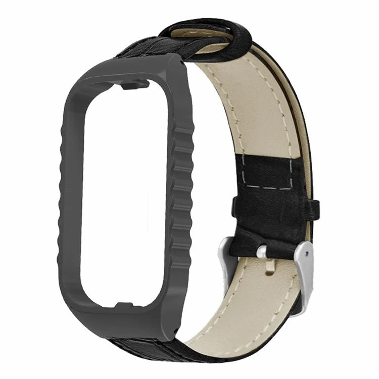 For Xiaomi Smart Band 8 Active Watch Band Bamboo Texture Wrist Strap with Watch Case