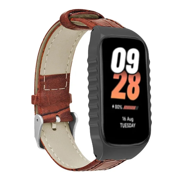 For Xiaomi Smart Band 8 Active Watch Band Bamboo Texture Wrist Strap with Watch Case