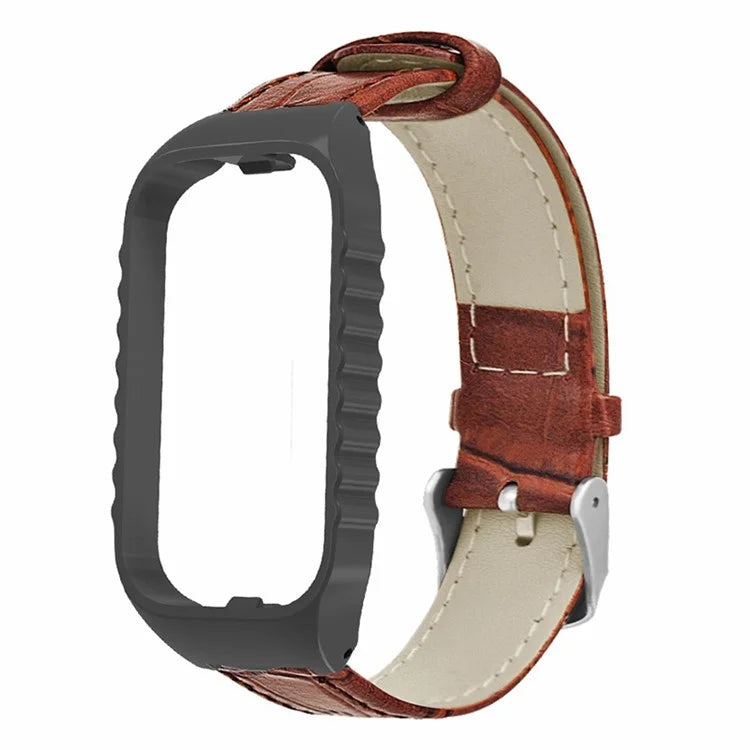 For Xiaomi Smart Band 8 Active Watch Band Bamboo Texture Wrist Strap with Watch Case