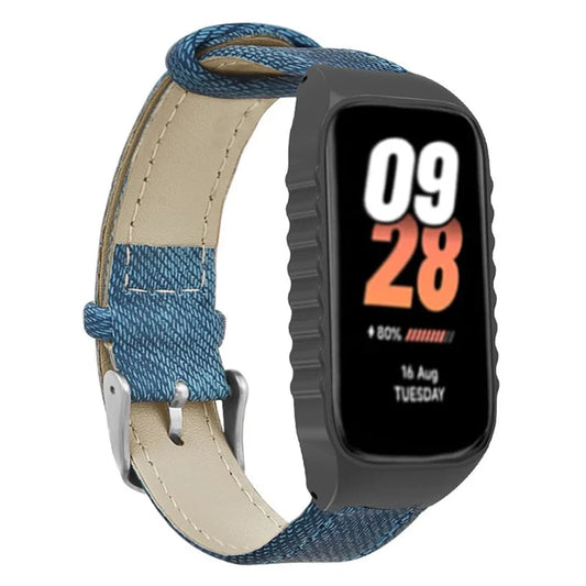 For Xiaomi Smart Band 8 Active Strap Replacement Denim Texture Band with Watch Case