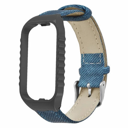 For Xiaomi Smart Band 8 Active Strap Replacement Denim Texture Band with Watch Case