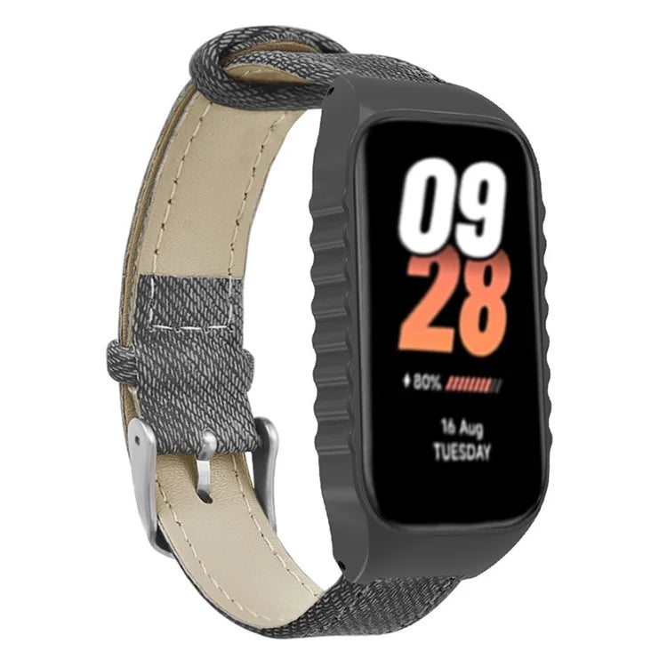 For Xiaomi Smart Band 8 Active Strap Replacement Denim Texture Band with Watch Case