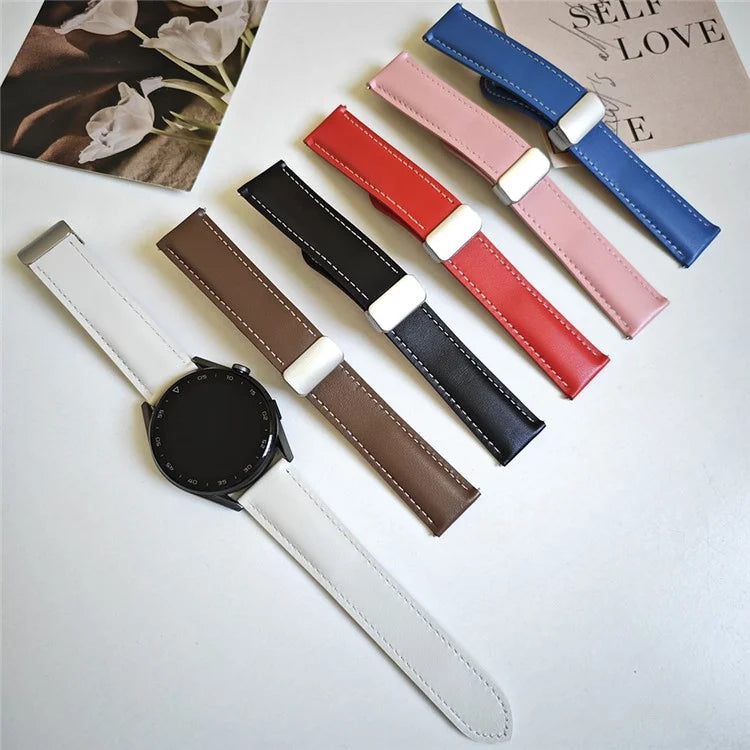 22mm Universal Replacement Wrist Band Magnetic Cow Leather Strap