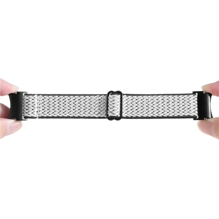 For Samsung Galaxy Watch6 / Watch6 Classic / Watch 5 Wave Shape Watch Strap Braided Wrist Band+White