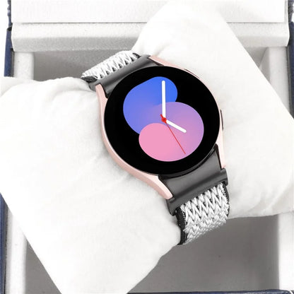 For Samsung Galaxy Watch6 / Watch6 Classic / Watch 5 Wave Shape Watch Strap Braided Wrist Band+White