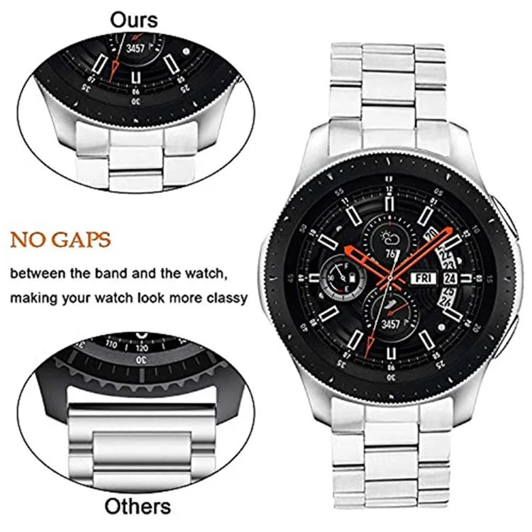 For Huawei Watch GT 4 46mm Watch Band Three Beads Stainless Steel Strap Replacement