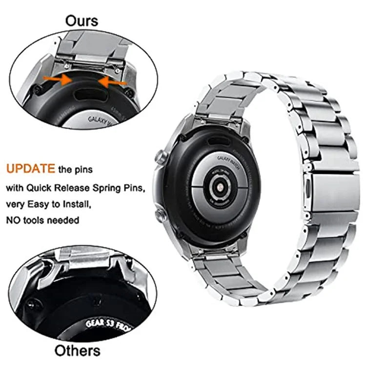 For Huawei Watch GT 4 46mm Watch Band Three Beads Stainless Steel Strap Replacement