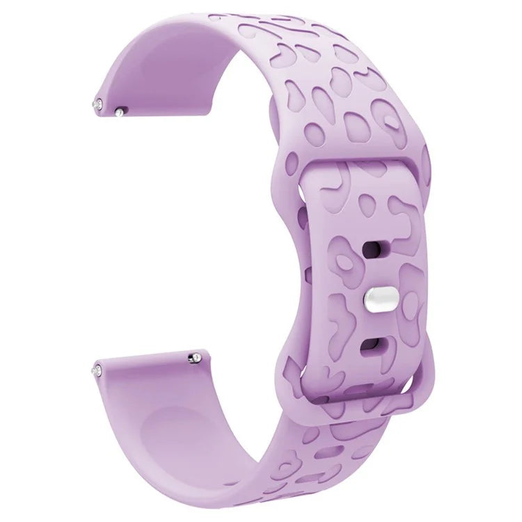 For Huawei Watch GT 4 41mm / Garmin Venu 3S 18mm Watch Band Leopard Texture Silicone Wrist Strap
