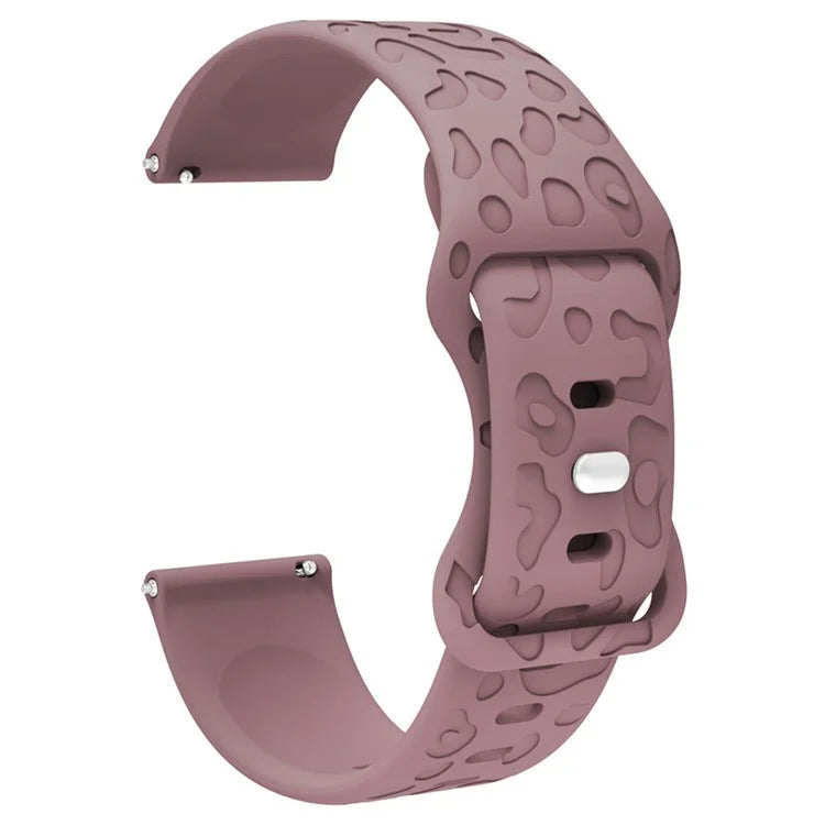For Huawei Watch GT 4 41mm / Garmin Venu 3S 18mm Watch Band Leopard Texture Silicone Wrist Strap