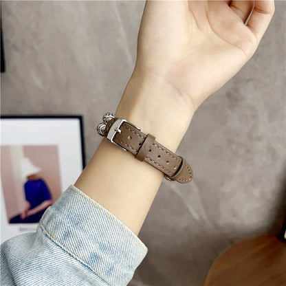 For Huawei Watch GT 4 41mm / Garmin Venu 3S 18mm Watch Band PU Leather Beads Wrist Strap