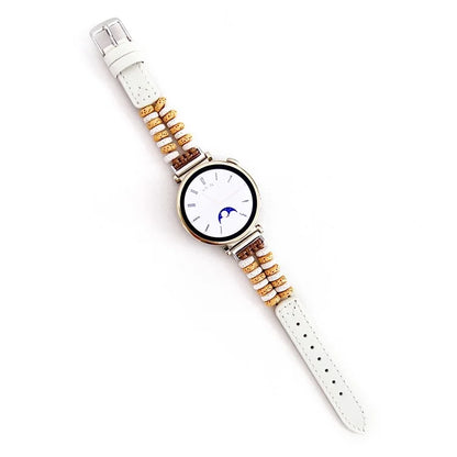 For Huawei Watch GT 4 41mm / Garmin Venu 3S 18mm Leather Watch Strap Volcanic Rock Beads Band