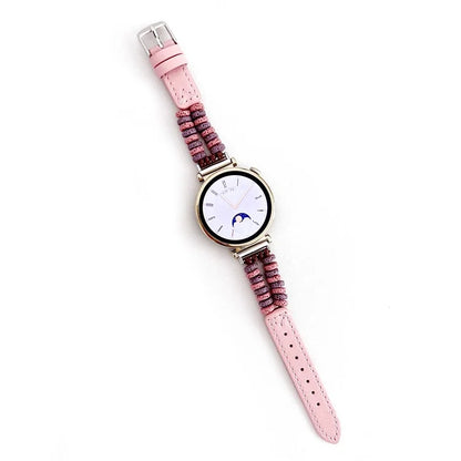 For Huawei Watch GT 4 41mm / Garmin Venu 3S 18mm Leather Watch Strap Volcanic Rock Beads Band