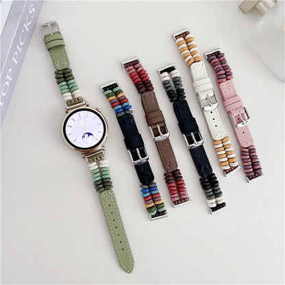 For Huawei Watch GT 4 41mm / Garmin Venu 3S 18mm Leather Watch Strap Volcanic Rock Beads Band