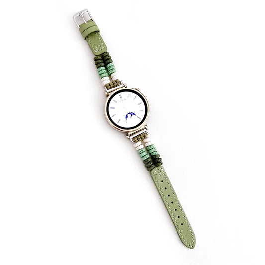 For Huawei Watch GT 4 41mm / Garmin Venu 3S 18mm Leather Watch Strap Volcanic Rock Beads Band