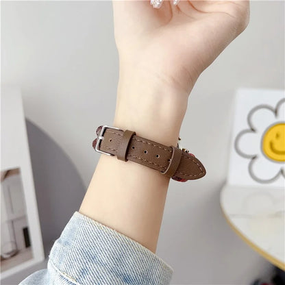 For Huawei Watch GT 4 41mm / Garmin Venu 3S 18mm Leather Watch Strap Volcanic Rock Beads Band