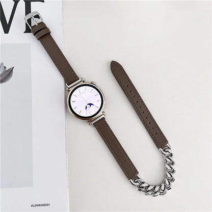 For Huawei Watch GT 4 41mm / Garmin Venu 3S 18mm Leather Watch Band Dual Layer Chain Bracelet Strap